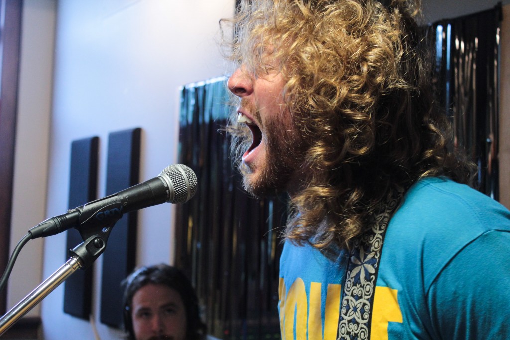 Pulling Out All the Stops: Joe Bockheim of The Legal Immigrants during Local Spins on WYCE. (Photo/Anna Sink)