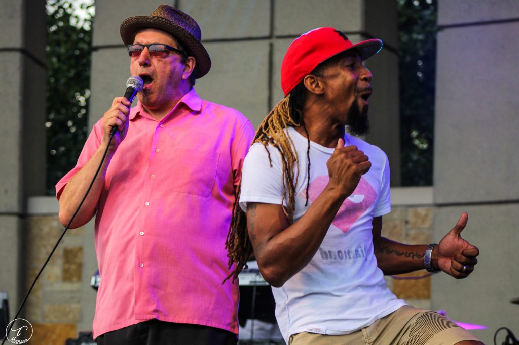 Uplifting Duo: Ralston Bowles, left, joined Maurice Townsend, his band and choir on stage during the Tuesday Evening Music Club show. (Photo/Taylor Mansen)