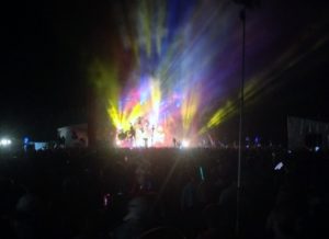 Electric Forest at night.