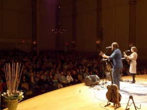 Seth Bernard and May Erlewine playing the Royce Auditorium stage last season.