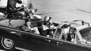 John F. Kennedy in the Dallas motorcade in 1963. 