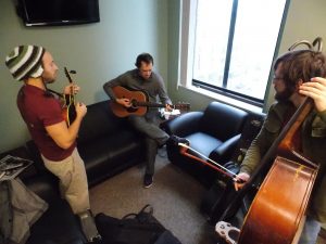Green Room Jam: From left, Jason Wheeler, Adam Balcer and Paul Geoghan of Brothers Still.