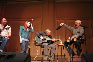 Stagger attempts to cool off guitarist Justin Wierenga by waving his beret. (Photo/Anna Sink)