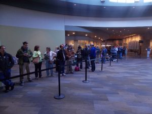Long Line: Several hundred ticket-buyers waited in line Saturday morning before sales began, with the line weaving through Meijer Gardens. (Photo/Local Spins)