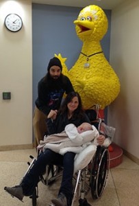 The family on their way out of Mott Children's Hospital after a week-long stay.