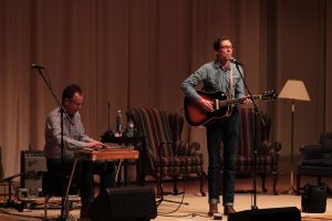 Twangy Duo: Earle was accompanied by Paul Niehaus on guitar and pedal steel. (Photo/Anna Sink)