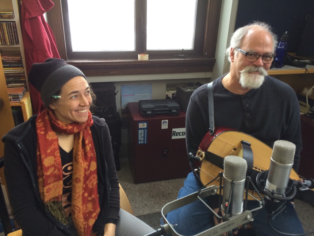 Global Roots Collaborations: Carolyn Koebel, left, and Jim Spalink of An Dro in the WYCE studio.