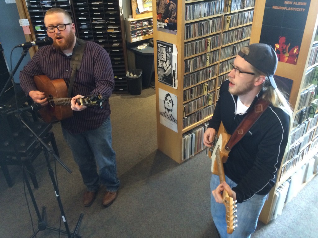 Alt-Country Project: R.J. Nordlund, left, and Justin Dore, at WYCE on Friday. (Photo/Local Spins)