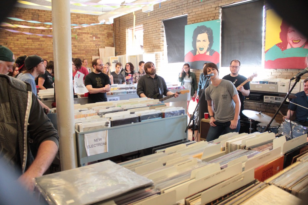Love of Vintage Vinyl and Local Music: Silverstiles performing at Vertigo Music on Saturday. (Photo/Anna Sink)