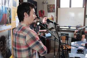 On the Air: The Lippies going acoustic during Local Spins on WYCE. (Photo/Anna Sink)