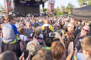 Fan Favorite: Buddy Guy embraced by fans at St. Joseph's BBQ, Blues and Bluegrass festival on Saturday. (Photo/Joshua Nowicki)