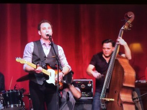 Back Home: Davis performing with bandmate Dominic John Davis in Traverse City.  