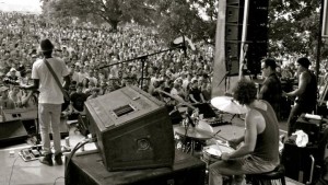 Growing Fan Base: Clark and band on stage in Austin. 