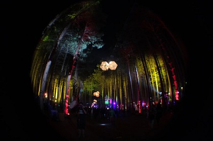 Night Lights: Electric Forest's Sherwood Forest was a popular gathering spot. (Photo/Anna Sink)