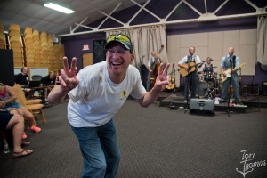 Walk the Beat Wizard: Organizer Dave Palmer, with song contest winner Roosevelt Diggs performing at Bill Chrysler's studio. (Photo/Tori Thomas)