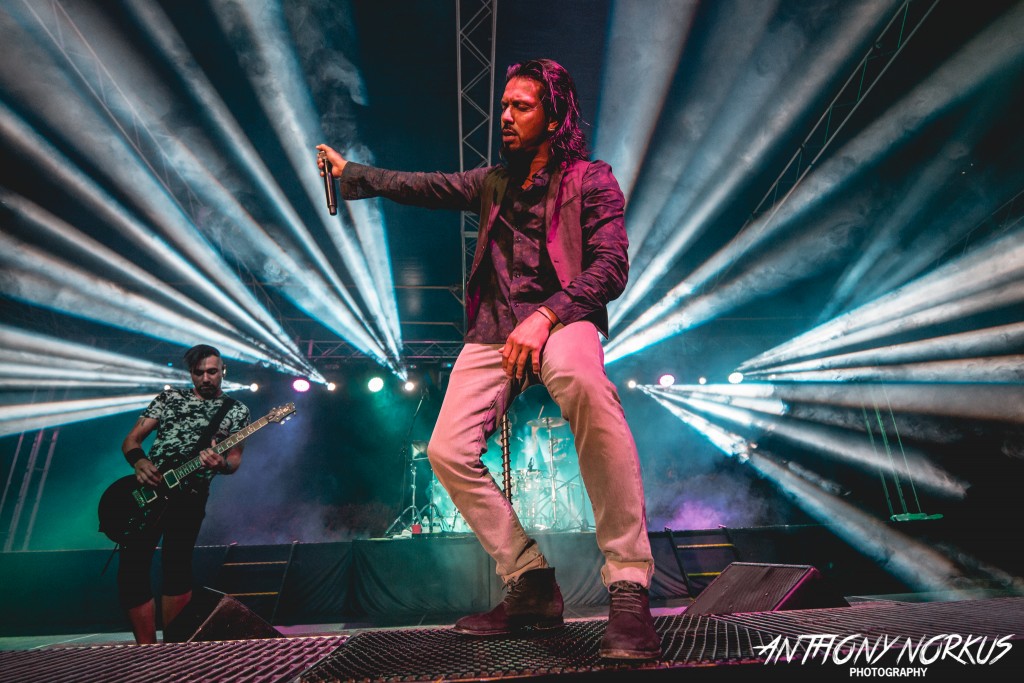 Rock 'n' Roll Homecoming: Leigh Kakaty and Pop Evil fired up The Intersection's "Rock the Lot" on Friday. (Photo/Anthony Norkus) 