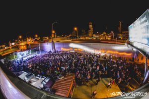 Rock the Lot Crowd: About 1,500 people packed the parking lot next to The Intersection. (Photo/Anthony Norkus)