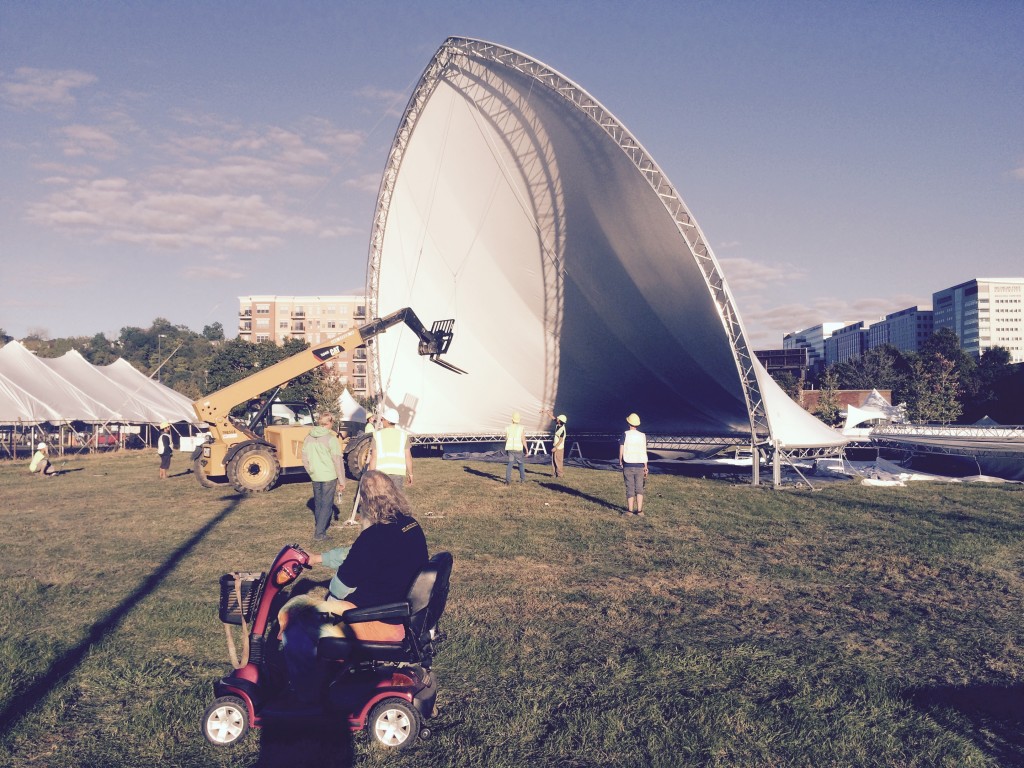 Going Up: The Eddy concert venue went up Wednesday evening on land off Monroe Avenue north of I-196. (Photo/Local Spins)