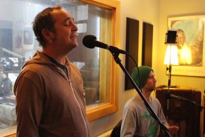 In Studio X: Brian Samuels and Casey Butts during Local Spins on WYCE. (Photo/Anna Sink)