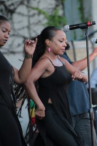 Dancing Mood: Marley was accompanied by high-energy singers. (Photo/Anna Sink)