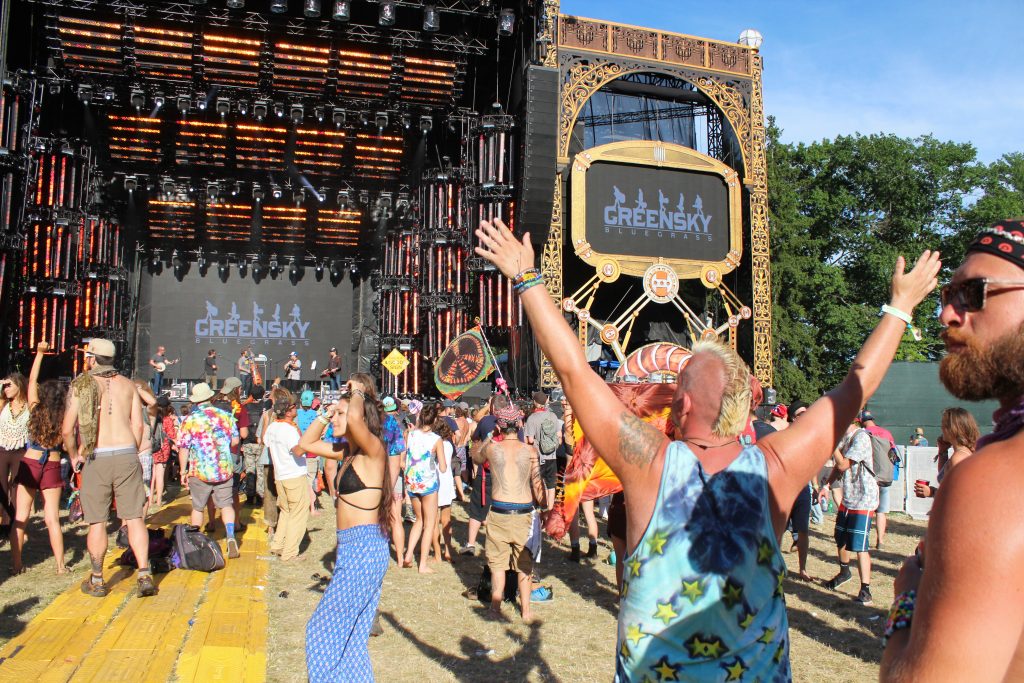 Cheering Greensky Amid Blue Skies: Michigan's Greensky Bluegrass kept Electric Forest humming on Sunday. (Photo/Anna Sink)