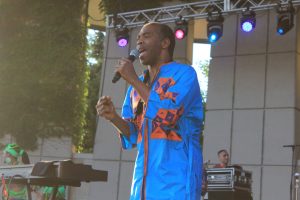Ambassador of Positivity: Femi Kuti led his ensemble on vocals, keyboard and saxophone. (Photo/Anna Sink)