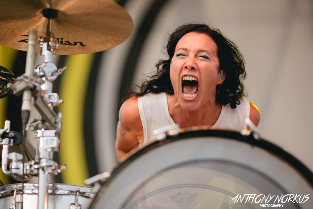 Pop Passion: Matt and Kim turned technical glitches into a dance party during their high-energy set. (Photo/Anthony Norkus)