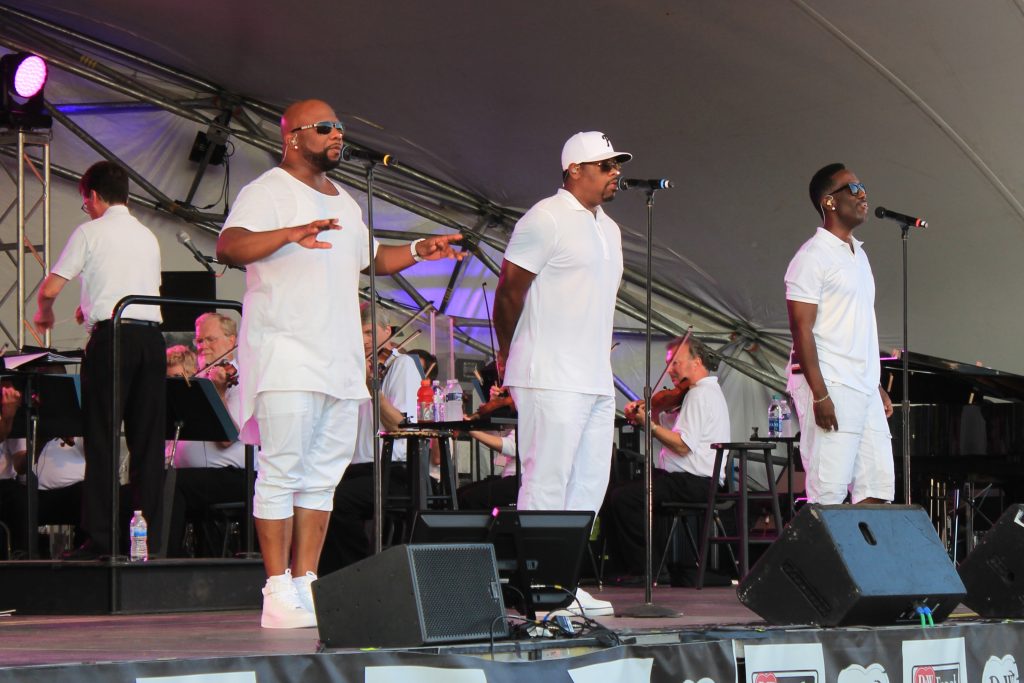 Summer Sensation: R&B's Boyz II Men on stage with the Grand Rapids Symphony at Cannonsburg Ski Area. (Photo/Anna Sink)