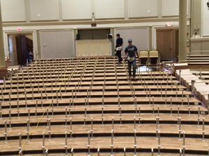 Seating Renovations: Workers removed existing seats which were about 35 years old and replaced them with new ones. 